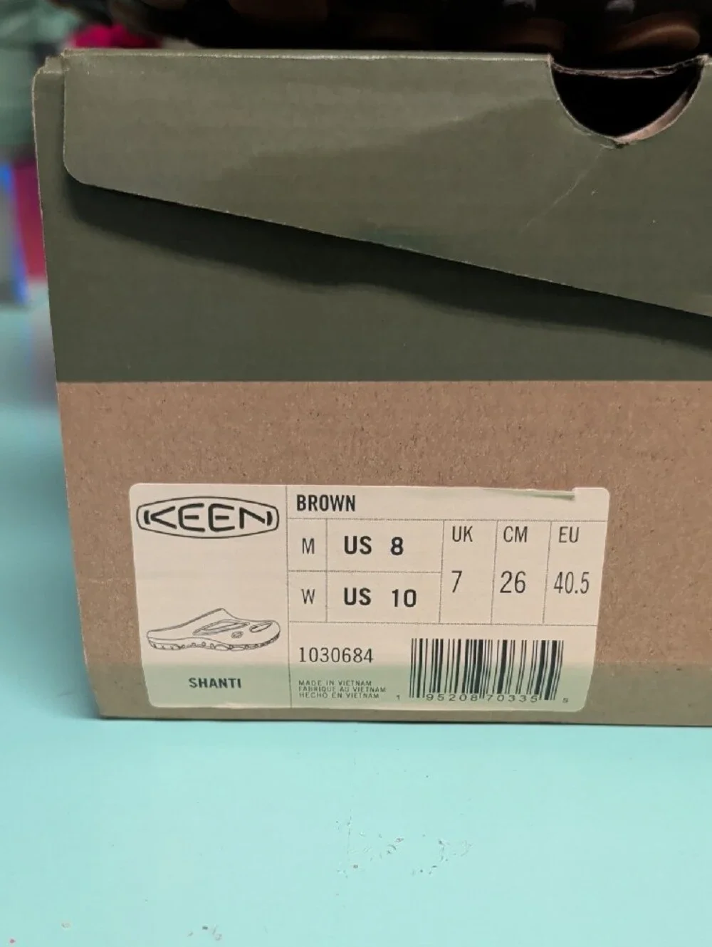 Keen Brown Slip-On Ventilated Clog with Light Blue Footbed